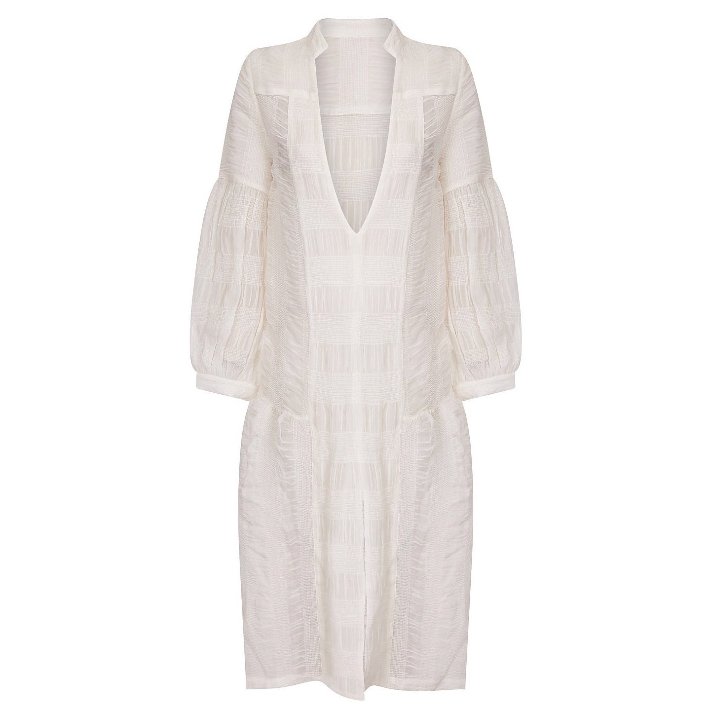 Paper London Indigo Sheer Pleated Midi Kaftan Dress