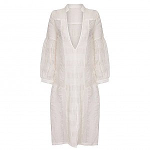 Indigo Sheer Pleated Midi Kaftan Dress