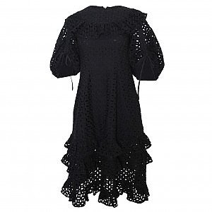 Embroidered Ruffle Dress